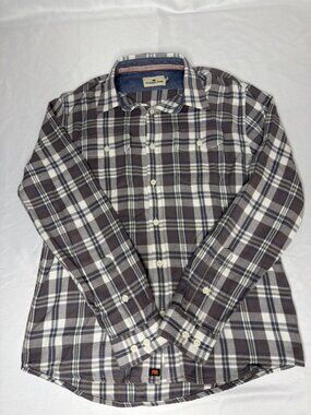 The Normal Brand Flannel Shirt Men's Medium Gray Blue Plaid Button Up